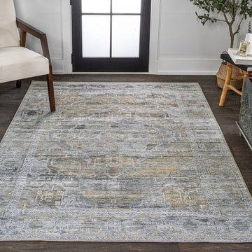 Alanya Ornate Medallion Washable Area Rug